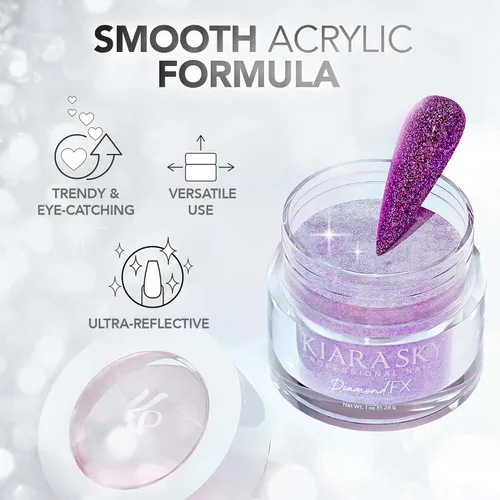 Miniatura 3 de Kiara Sky Diamond FX Acrylic - Polvo acrílico reflectante con purpurina para uñas - A-Peel-In