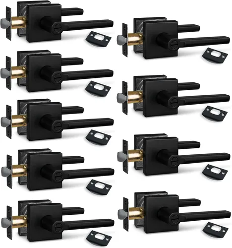 Miniatura 67 de NEWBANG Palanca de puerta de cama/baño para privacidad Baño e interior Manija de cerradura de puerta en negro mate envejecido, HD1601-DB-BK-1P