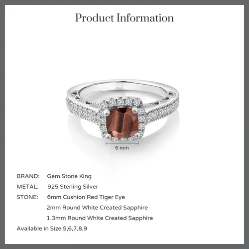 Miniatura 69 de Gem Stone King Anillo de compromiso de plata de ley 925 de 0.236 in con piedra natal y zafiro blanco creado con acento Anillo de compromiso