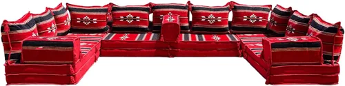 Miniatura 50 de Sofá de piso modular hecho a mano arabicsofa – Asiento oriental Majlis con cojines de respaldo