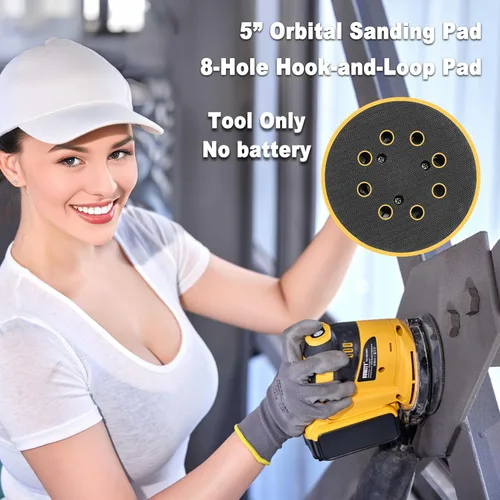 Miniatura 3 de Lijadora orbital aleatoria para batería DEWALT de 20 V, lijadora manual orbital de velocidad variable de 5 pulgadas con colector de polvo para lijar