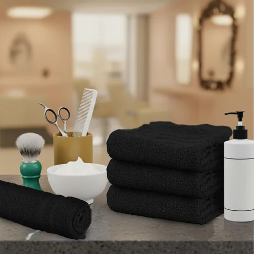 Miniatura 4 de Toallas de salón – Paquete de 50 toallas de mano negras 100% algodón Toalla de spa – 16x27 pulgadas Altamente absorbable Toallas faciales