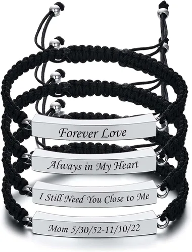 Miniatura 23 de Pulsera de urna personalizada para cenizas, recuerdos de joyería de cremación para mujeres y hombres, pulsera ajustable de cuerda tejida hecha a