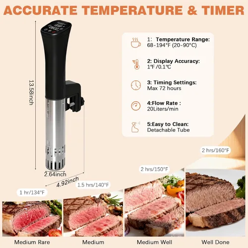 Miniatura 4 de Cocina Sous Vide, enfriador de vino, 1000 W, máquina Sous Vide para cocina, circulador de inmersión, kit de Sous Vide con bolsas de vacío, bomba