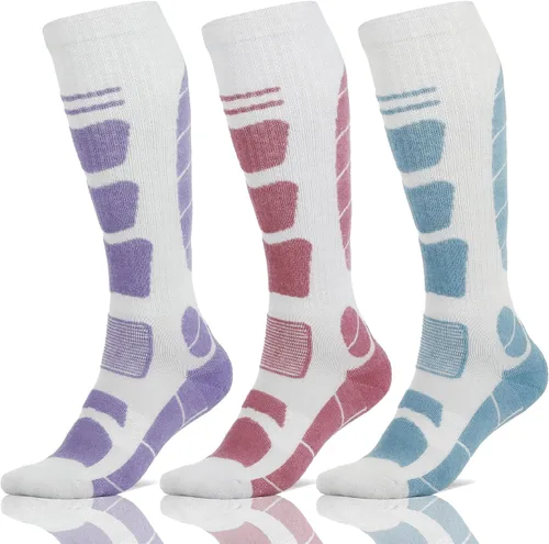 Calcetines de esquí de lana merina térmicos hasta la rodilla para invierno, deportes de nieve y caza para hombre y mujer