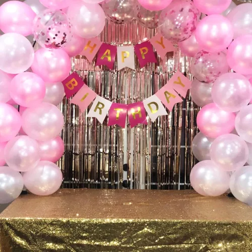 Miniatura 7 de Globos rosa y blanco, 60 paquetes de globos de 12 pulgadas de color rosa claro y blanco con globos de confeti para decoraciones de fiesta