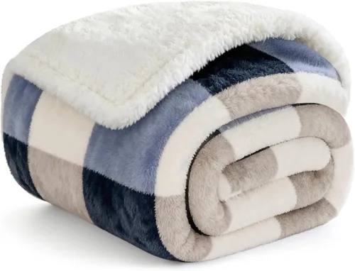 Gracelife Manta de forro polar Sherpa para sofá, manta de felpa mullida y cálida para mujeres y hombres, acogedora manta gruesa y suave tamaño Gris