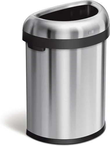 simplehuman Cubo de basura extra grande semicircular de 80 litros/21.1 galones, de acero inoxidable cepillado de calibre pesado, cumple con la ADA