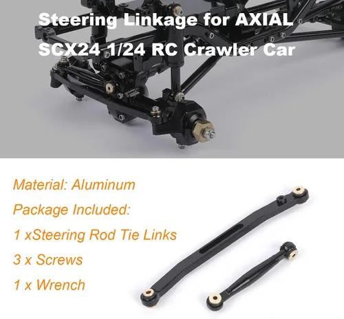 Miniatura 2 de Enlace de dirección de aluminio de enlace de dirección para 1/24 Axial SCX24 RC Crawler Car Upgrades (negro)