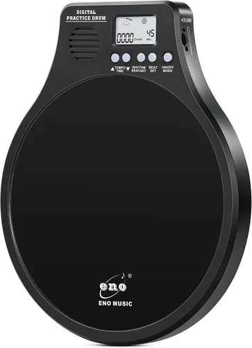 ENO MUSIC Dispositivos de práctica de tambor de percusión y metrónomo electrónico integrado 2 en 1 Instrumentos musicales electrónicos Almohadilla