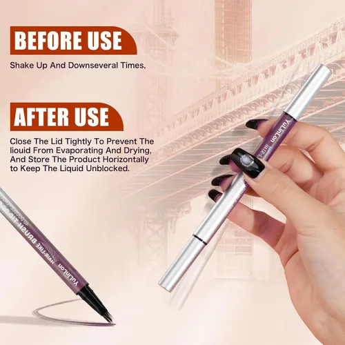 Miniatura 6 de Yulinlon Bolígrafo de cejas 4D de doble punta, punta de pincel similar al cabello, maquillaje de cejas de microcuchilla de secado rápido, 5 opciones