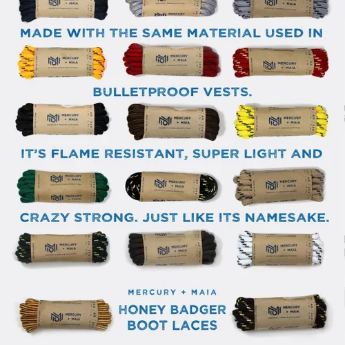 Miniatura 6 de Honey Badger - Cordones para botas resistentes con Kevlar, fabricados en Estados Unidos, cordones gruesos para botas de trabajo y senderismo