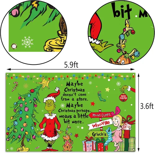 Miniatura 3 de Nepnuser Telón de fondo de cabina de fotos de Feliz Navidad, elfo verde, decoraciones de Navidad, suministros de fiesta de invierno, decoración