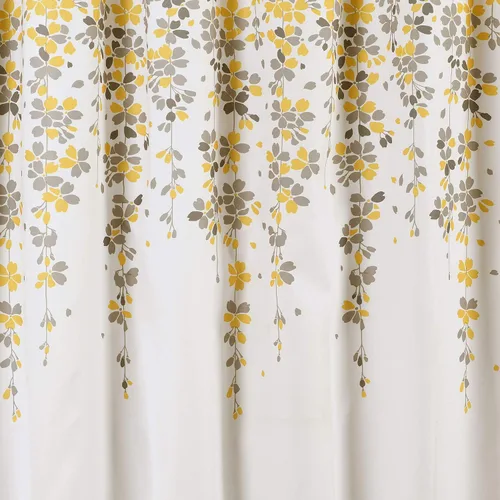 Miniatura 4 de Lush Decor Cortina de Ducha Weeping Flower 72"An x 72"L Amarillo y Gris - Cortinas de Ducha de Tela para Baño - Cortina de Baño Floral - Decoración