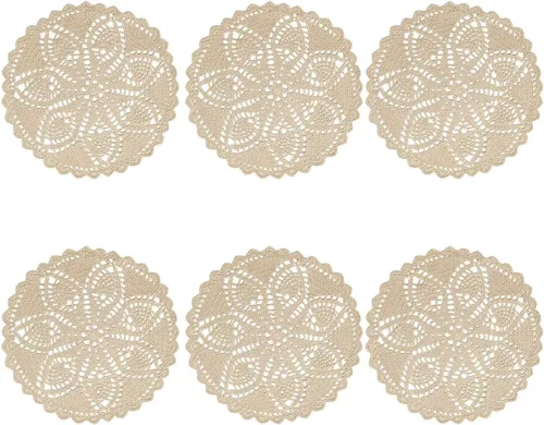 Miniatura 17 de Mantel Individual de Encaje de 11 a 12 Pulgadas Tapetes de Mesa Redondos Hechos a Mano Tapete de Ganchillo Cocina Vajilla Posavasos para Taza