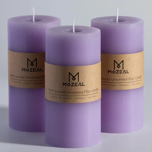 Miniatura 80 de MOZEAL Velas grandes sin perfume vertidas a mano de 3 x 8 pulgadas, sin humo, juego de 2, combustión lenta, sin goteo, aproximadamente 150 horas