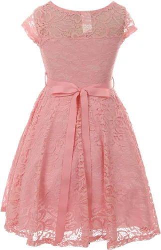 Miniatura 12 de Little Girl - Vestido de niña con manga de encaje y cinturón de piedras