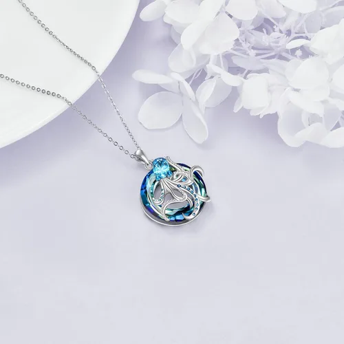 Miniatura 3 de YFN Ocean Jewelry - Collar con colgante de plata de ley con diseño de estrella de mar, pulpo, medusa, para mujeres y niñas, amantes del océano