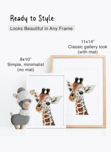 Miniatura 6 de KIU DESIGNS - Juego de 4 arte de pared para guardería de safari, estampado de animales de la selva para guardería, elefante león, jirafa, cebra, sin