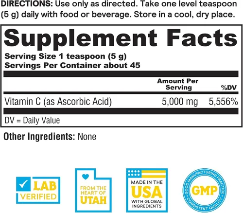 Miniatura 2 de Nature's Life Cristales de vitamina C puros – 5000 mg VIT C – Suplemento antioxidante e inmunológico, apoyo cardiovascular – Cristales de vitamina C