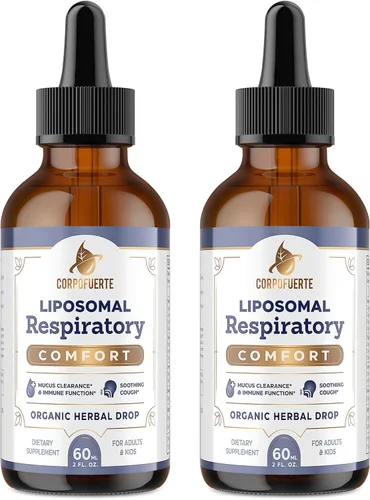 Gotas de alivio respiratorio liposomal 11 en 1 – Gotas de gordolobo para pulmones con saúco, raíz de regaliz – Apoya la limpieza pulmonar y el