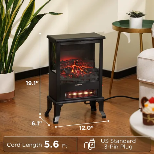 Miniatura 4 de TURBRO Suburbs TS17Q - Chimenea eléctrica infrarroja, 19 pulgadas, vista de 3 lados, llama realista, protección contra sobrecalentamiento