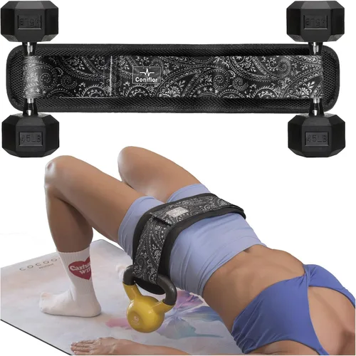 Miniatura 2 de Cinturón de empuje de cadera – Cinturón de fitness ajustable para mancuernas, pesas rusas y platos, soporta hasta 100 libras – para entrenamientos