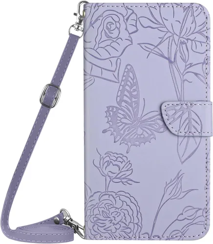 Miniatura 9 de XYX Wallet Case Compatible with Xiaomi 12S Ultra, Emboss Butterfly Flower PU Leather Flip Protective Case with Adjustable Shoulder Strap for Xiaomi