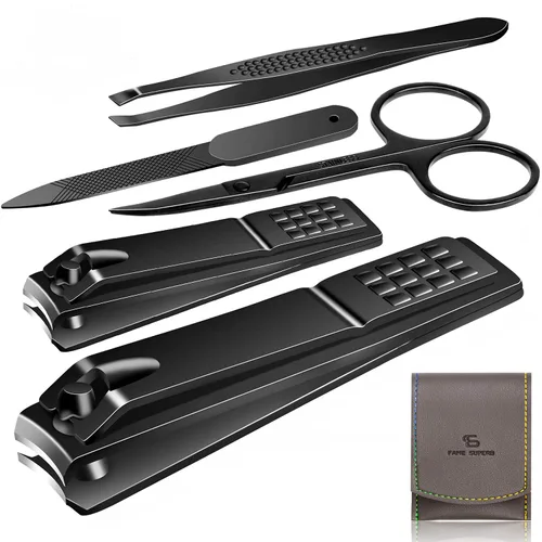 Miniatura 8 de Kit de manicura y pedicura para cortar uñas, tijeras Vibrissac de 5 piezas, las mejores herramientas de cuidado para hombres y mujeres con estuche
