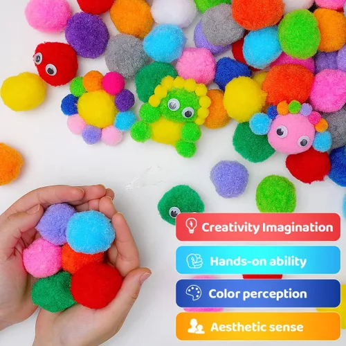 Miniatura 3 de Praisebank Pompones rojos, 90 unidades, 1.5 pulgadas, perfectos para artes y manualidades