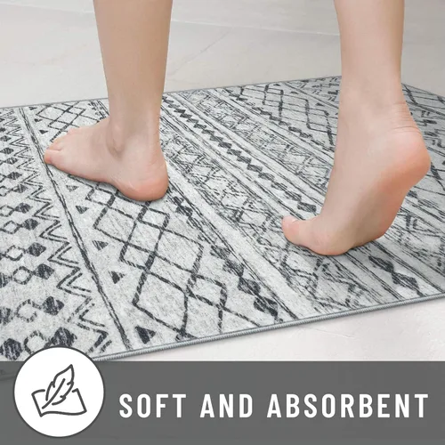 Miniatura 8 de KUTA Alfombras Boho para pasillos de 2.6x10 pies, alfombra de pasillo marroquí lavable, antideslizante, vintage, gris, alfombras de cocina, ultra