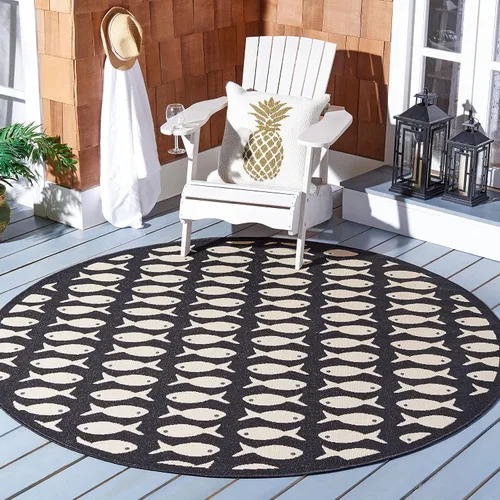 Miniatura 14 de SAFAVIEH Alfombra lavable para exteriores, colección Patio de 2.3 x 6.7 pies, color negro y beige, no desprende pelusa y fácil limpieza, ideal