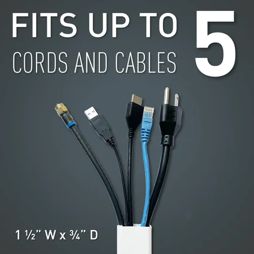 Miniatura 3 de Legrand Wiremold C310 Cordmate III - Kit de funda para cordón de 10 pies con 11 piezas, organizador para pared, sostiene hasta 5 cables o cordones