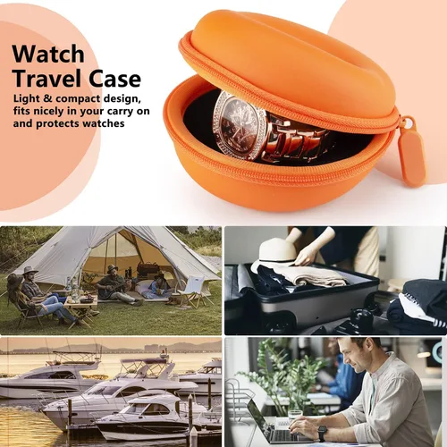 Miniatura 6 de Estuche de viaje para mujer caja portátil de un solo reloj organizador de caja de reloj de viaje 1 ranura - Se adapta a todos los relojes de pulsera