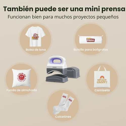 Miniatura 7 de EENOUR Máquina de prensa para gorras, mini prensa de calor para gorras con 3 niveles de calentamiento y apagado automático, prensa manual fácil