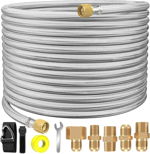 Miniatura 11 de Extensión de manguera de propano trenzada de alta presión de 24 pies y accesorios con acoplamiento de conversión de abocinado de 3/8 pulgadas a NPT