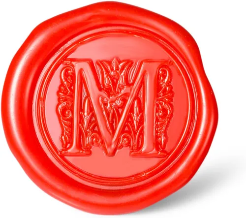 Miniatura 44 de Sello de cera Mceal, sello grande de 1 1/5"(30mm) de diámetro, cabeza de latón plateado con mango de madera, serie de letras de la A a la Z