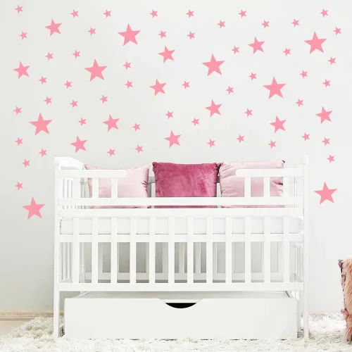 Miniatura 16 de Calcomanías de estrella azul bebé para niños y niñas, calcomanías de pared para habitación de niños (azul claro, estrella mixta, 112 unidades)