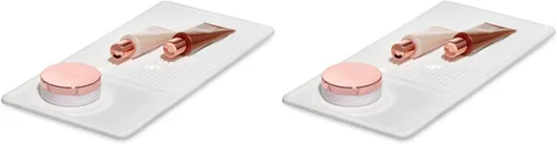iDesign The Sarah Tanno Collection - Tapete de silicona resistente al calor para organizadores de cajones de cosméticos, color blanco (paquete de 2)