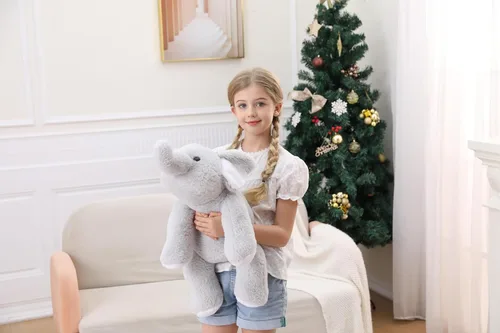 Miniatura 6 de JellyMallow Animales de peluche de elefante con peso de 24 pulgadas, color azul, almohada de felpa de elefante gigante abrazable para niños y adultos