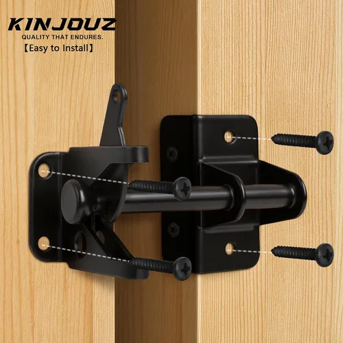 Miniatura 8 de Pestillo de puerta de autobloqueo para valla de madera, pestillo de valla de gravedad automática resistente para puerta de metal de madera, hardware