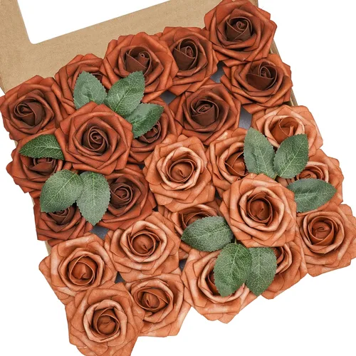 Miniatura 23 de Flores artificiales, 25 piezas, rosa artificial azul bebé para ramos de boda, centros de mesa, arreglos, flor falsa con tallos para decoración