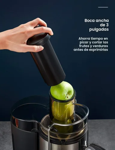 Miniatura 2 de Qcen Máquina exprimidora, extractor de exprimidor centrífugo de 500 W con boca ancha de 3 pulgadas, canal de alimentación para frutas y verduras