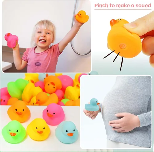 Miniatura 3 de Paquete de 50 mini patos de goma multicolor de juguete de baño de patos pequeños