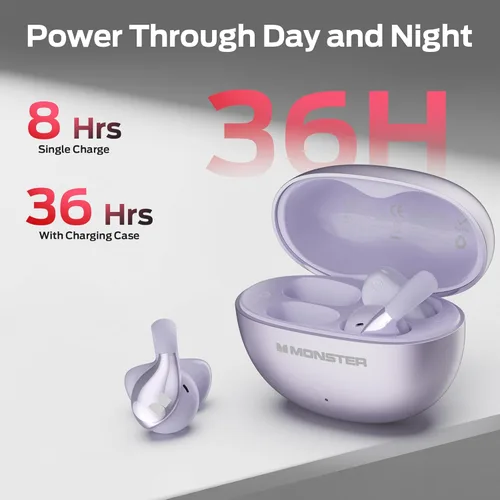 Miniatura 13 de Auriculares Monster Open Ear AC225, auriculares Bluetooth 6.0 inalámbricos, sonido estéreo, cómodos y ligeros con clip para la oreja y micrófono ENC