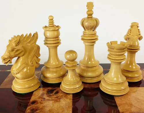 Miniatura 3 de HPL Blood Rosewood Dragon 4 5/8 pulgadas King 4 Queens Staunton Juego de ajedrez grande para hombre, sin tablero ni almacenamiento