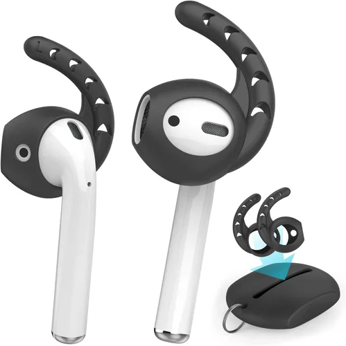 AhaStyle 3 pares de ganchos para las orejas para AirPods, accesorios de silicona compatibles con auriculares Apple AirPods y EarPods (negro)