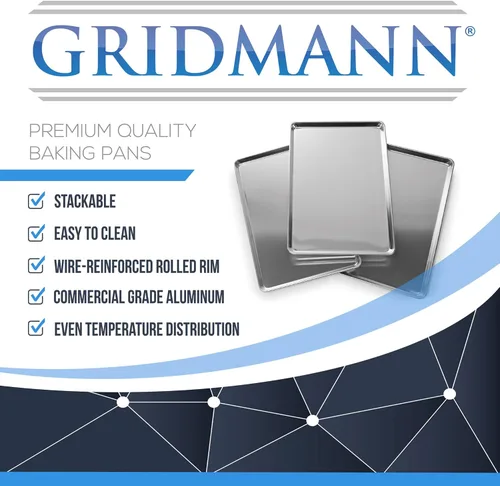 Miniatura 7 de GRIDMANN Bandeja para hornear de aluminio perforado de grado comercial de 18 x 26 pulgadas, bandeja para hornear de tamaño completo, 6 bandejas