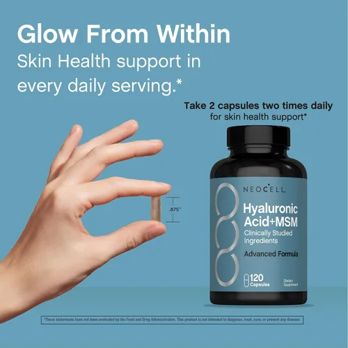 Miniatura 8 de NeoCell Ácido hialurónico con MSM 1000mg 120 Cápsulas Suplemento de fórmula avanzada Ingredientes clínicamente estudiados