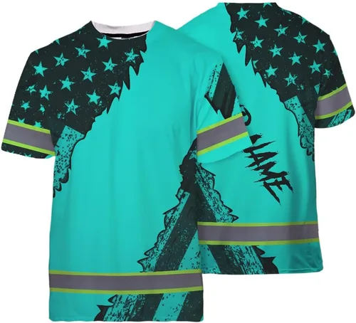 Miniatura 18 de Maddly Colección de ropa de trabajo de alta visibilidad con bandera de EE. UU., personalizada con nombre para trabajadores, corredores, camioneros
